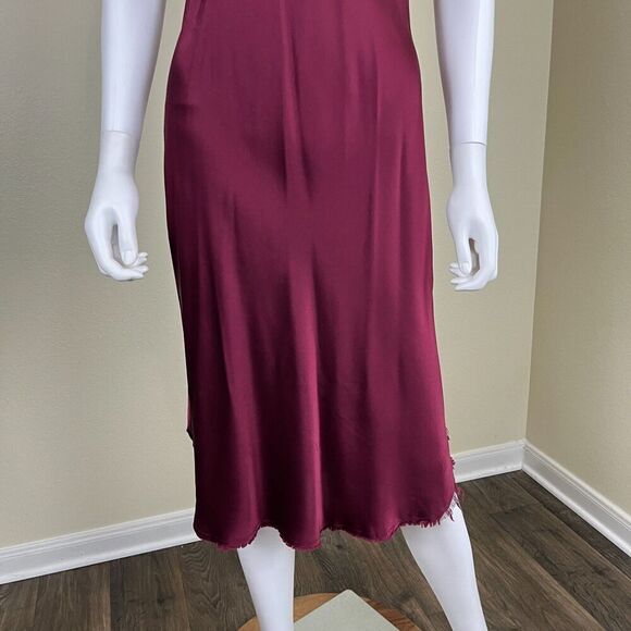 Nili Lotan Women Size M Burgundy Slip Silk Midi Cami Slip Dress Chemise Pullover - Picture 5 of 15